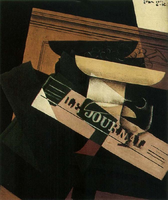 Juan Gris The Still life having the fruit dish and newspaper oil painting image